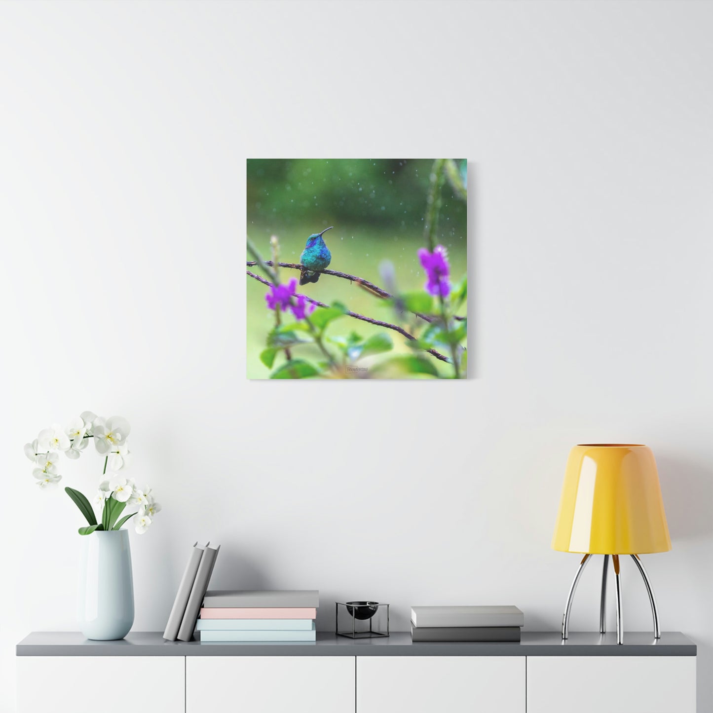 Costa Rican Hummingbird in the rain - Matte Canvas, Stretched, 1.25"