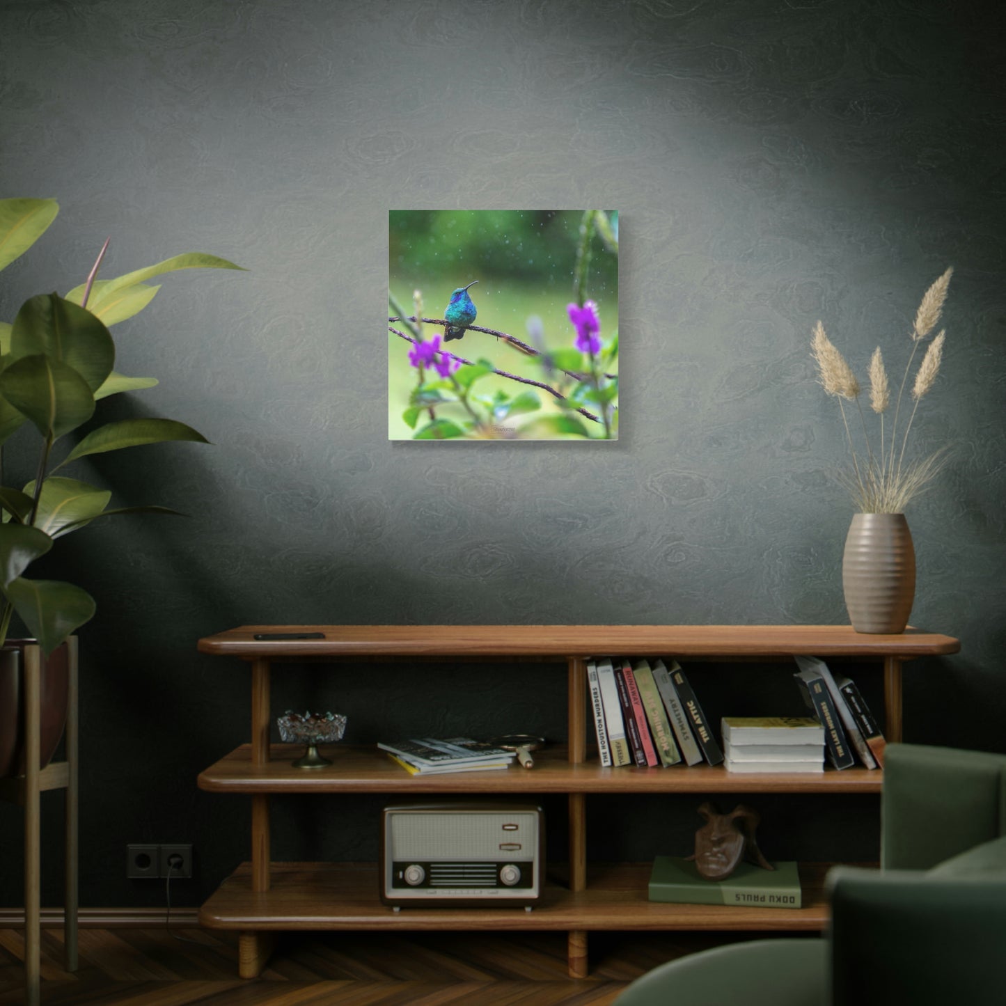 Costa Rican Hummingbird in the rain - Matte Canvas, Stretched, 1.25"