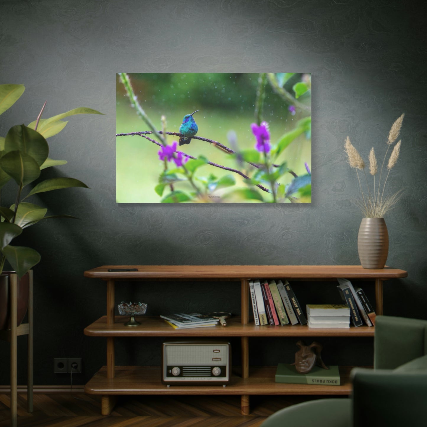 Costa Rican Hummingbird in the rain - Matte Canvas, Stretched, 1.25"