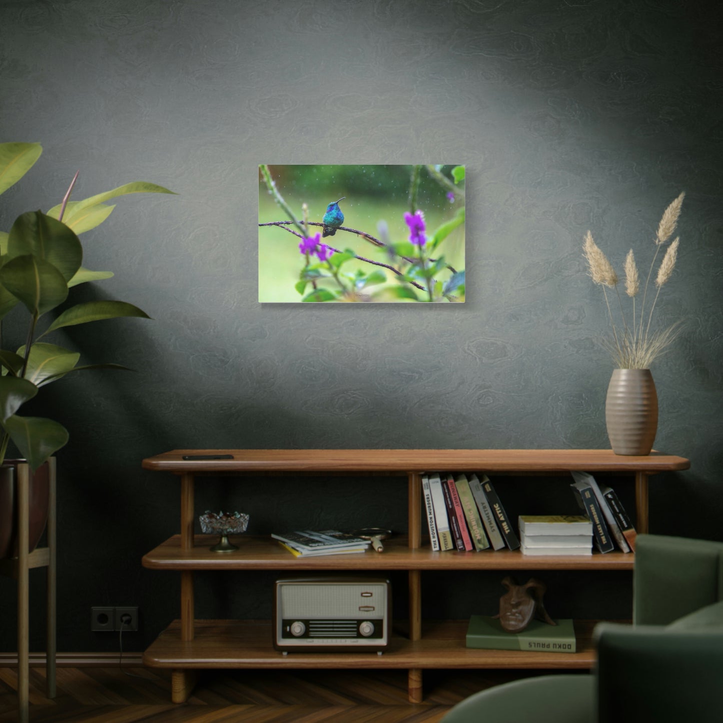 Costa Rican Hummingbird in the rain - Matte Canvas, Stretched, 1.25"
