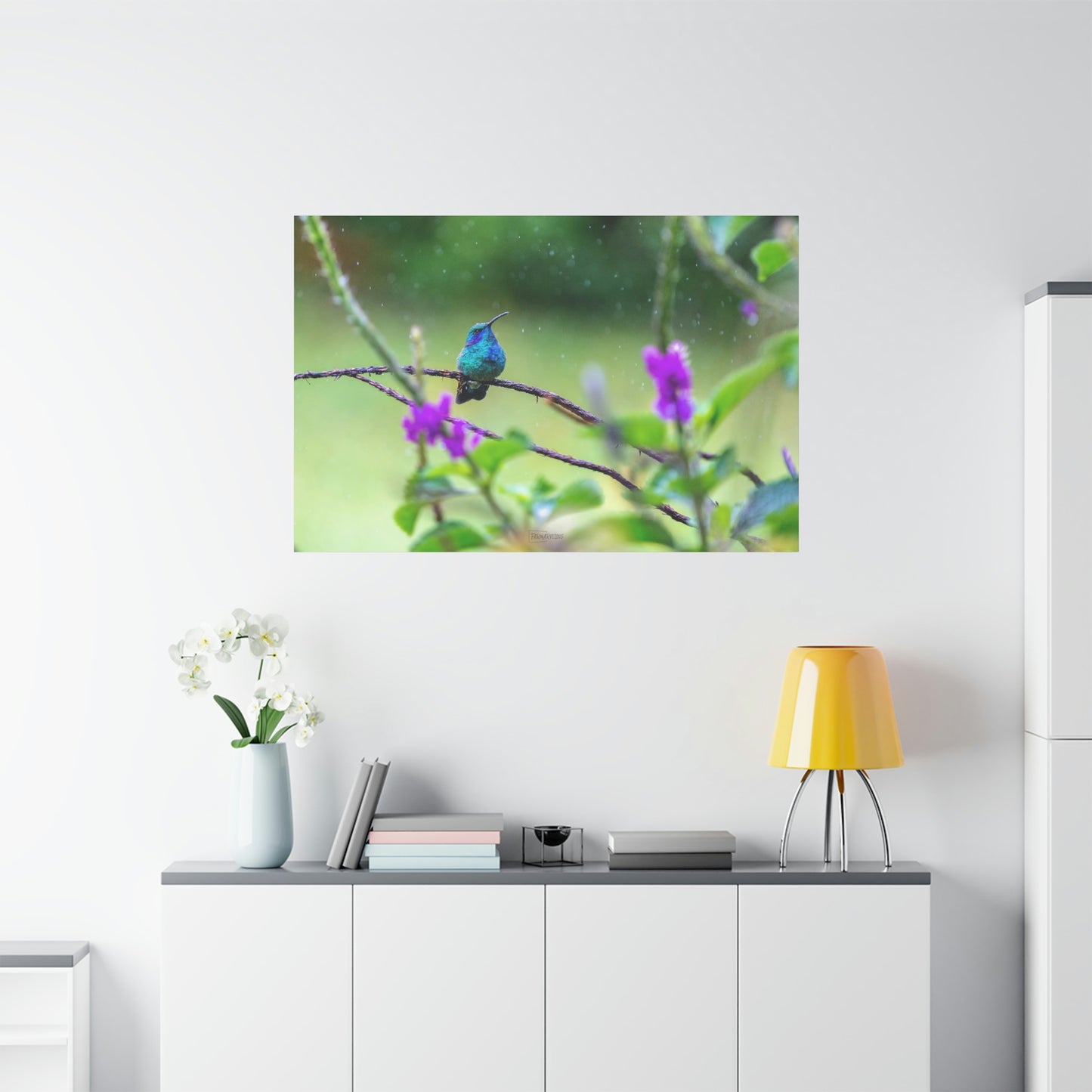 Costa Rican Hummingbird in the rain - Matte Canvas, Stretched, 1.25"